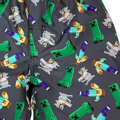 Boys Minecraft Swim Trunks Shorts Swimsuit Creeper Zombies 4 5 6 7 8 10 12 14 16 - Picture 2 of 2