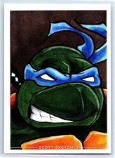 Leonardo TMNT Sketch Card - Scott Sketches Trading Card Print Fan Art