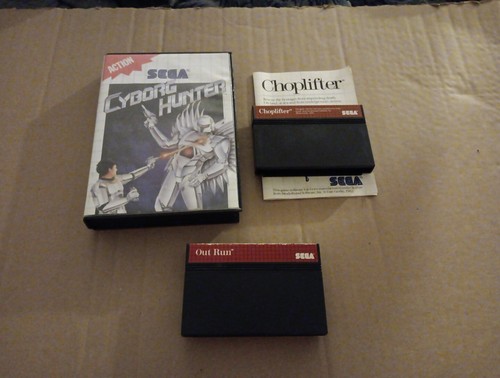 Lote de 4 juegos sega master system OUTRUN CHOPLIFTER CYBORG HUNTER HANG ON SAFARI