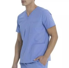 Scrub Star Unisex V-Neck Scrub Top Ciel Blue Large Easy Fit, Stretch