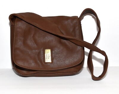 Perry Ellis America Brown Faux Leather Snap Flap Shoulder Bag
