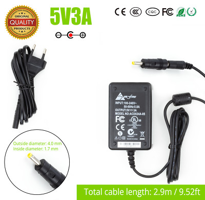 DC Power Supply Adapter Orange Pi PC Lite Plus 4.0 x 1.7 mm 5V 3A Long Cable 3m