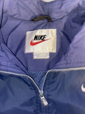 VTG Nike Jacket Lg (12-14)Blue Swoosh Check Full Zip Windbreaker
