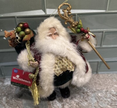 Roly Poly 9  Santa Claus Santa s Workbench 2004 Tagged Velvet & Fur Sac Of Toys