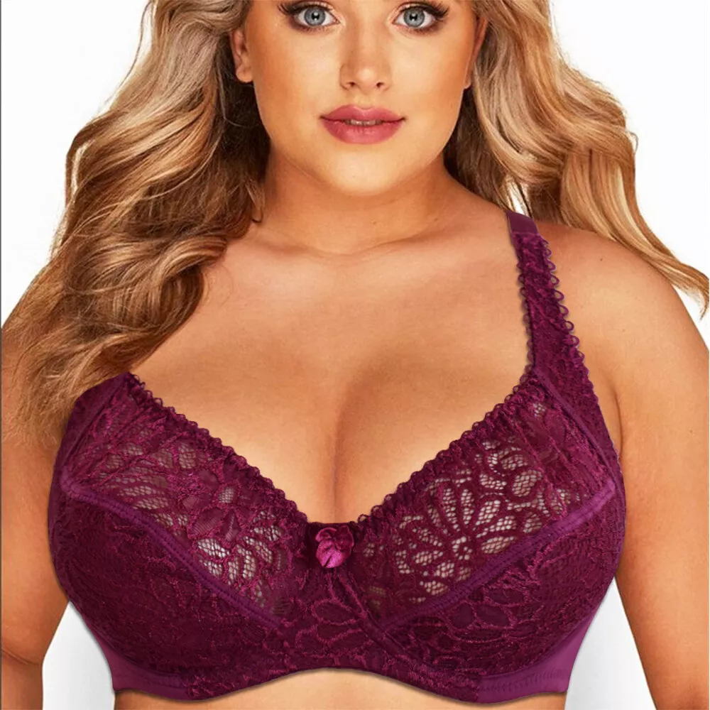 Plus Size Women Bras Lace Unlined Bralette Boobs Underwire Ladies Brassiere  Tops