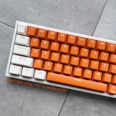 Orange White Doubleshot Keycaps Set PBT OEM 104keys For MX Mechanical Keyboards