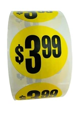 $3.99 Pricing 1.5" Point of Sale Retail Adhesive Yellow Labels Stickers 1000