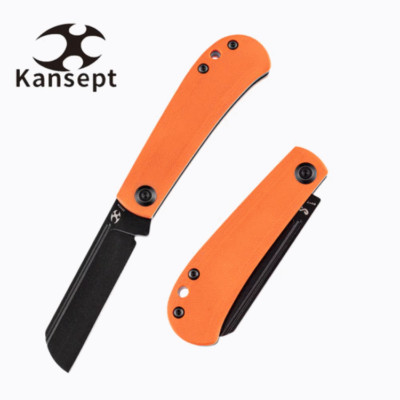 KT2026F6 Kansept Knives Bevy Orange G10 Handle Sheepfoot 154CM Blade Slip Joint 