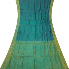 Vintage Blue Sarees 100 Pure Silk Handwoven South Indian Sari 5YD Craft Fabric