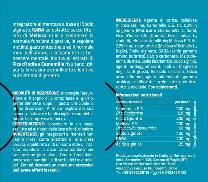 Integratore Alimentare per Stress Reflusso Acidità Digestione compresse