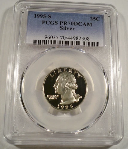 1995-S 25c SILVER PCGS PR70DCAM WASHINGTON QUARTER PROOF DEEP CAMEO PR 70 DC