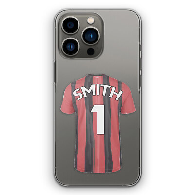 Personalisiert Initialen Telefon Hülle für iPhone 14/13/Pro Fußball klar