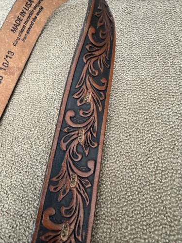 Tony Lama Top Grain Tooled Leather Belt Size 10/13 No Buckle C60115 (TD) - Picture 7 of 7