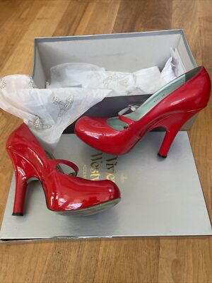 rare red patent Vivienne Westwood Mary Jane platform heels sz 38