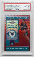 2019-20 Contenders Optic PJ Washington Jr Variation Red Wave Auto RC #103 PSA 10