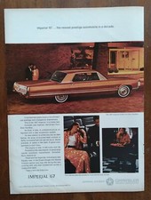 1967 Chrysler Imperial Crown 4 Door Hardtop Photo Vintage Magazine Car Print Ad