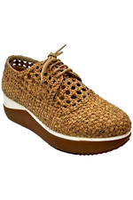 Donald Pliner Women's Lillo Lace-Up Cork Platform Wedges Natural