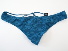 VTG Victoria's Secret 2013-2014 Lace Satin-Like Strappy Thong Panties SMALL