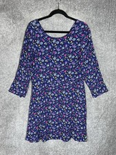 Gap Dress Womens Size 16 Tall Blue Pink Floral Rayon 3/4 Sleeve Flared NWT