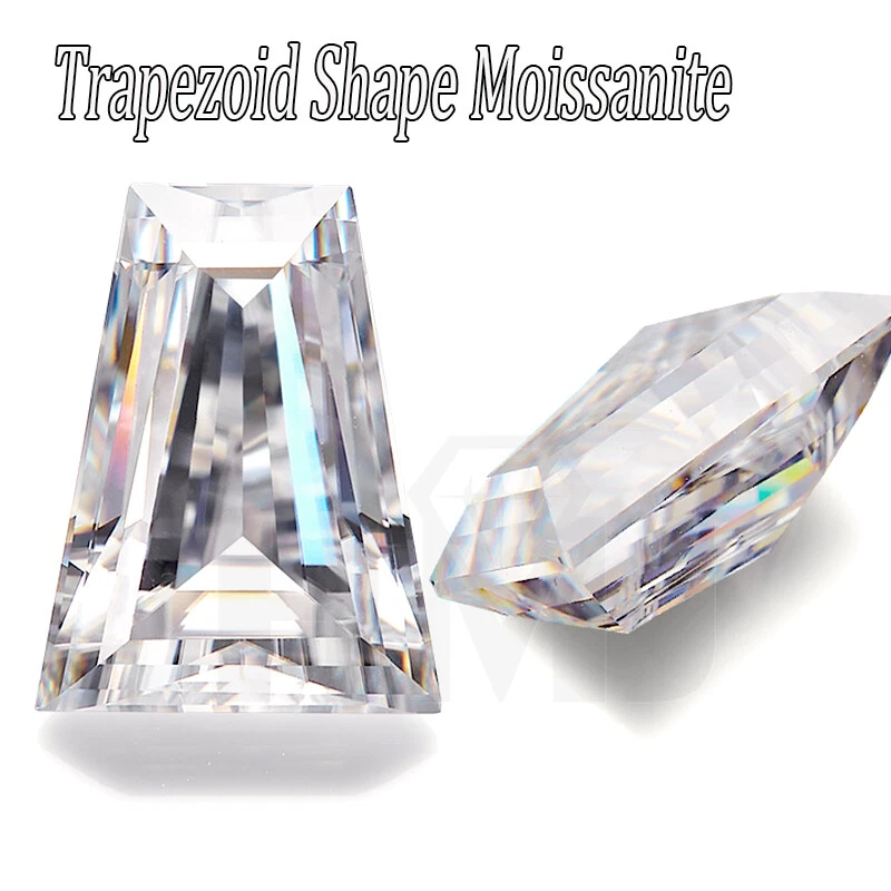 Trapezoid Shape White D VVS1 Baguette Loose Moissanite Stones Gemstones DIY - Image 2 of 4