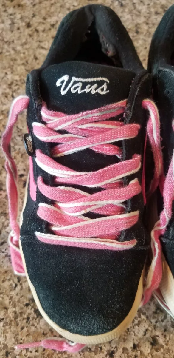 Pink white hotsell and black vans