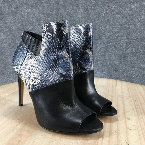 Calvin Klein Boots Womens 5.5 Sarine Peep Toe Stiletto Bootie Black Faux Leather - Picture 18 of 20