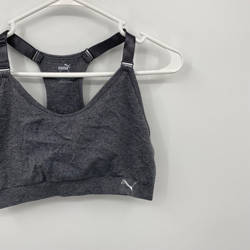 Puma Women's Lightweight Sports Bra Athletic Sports Solid Gray Size L - Picture 2 of 7