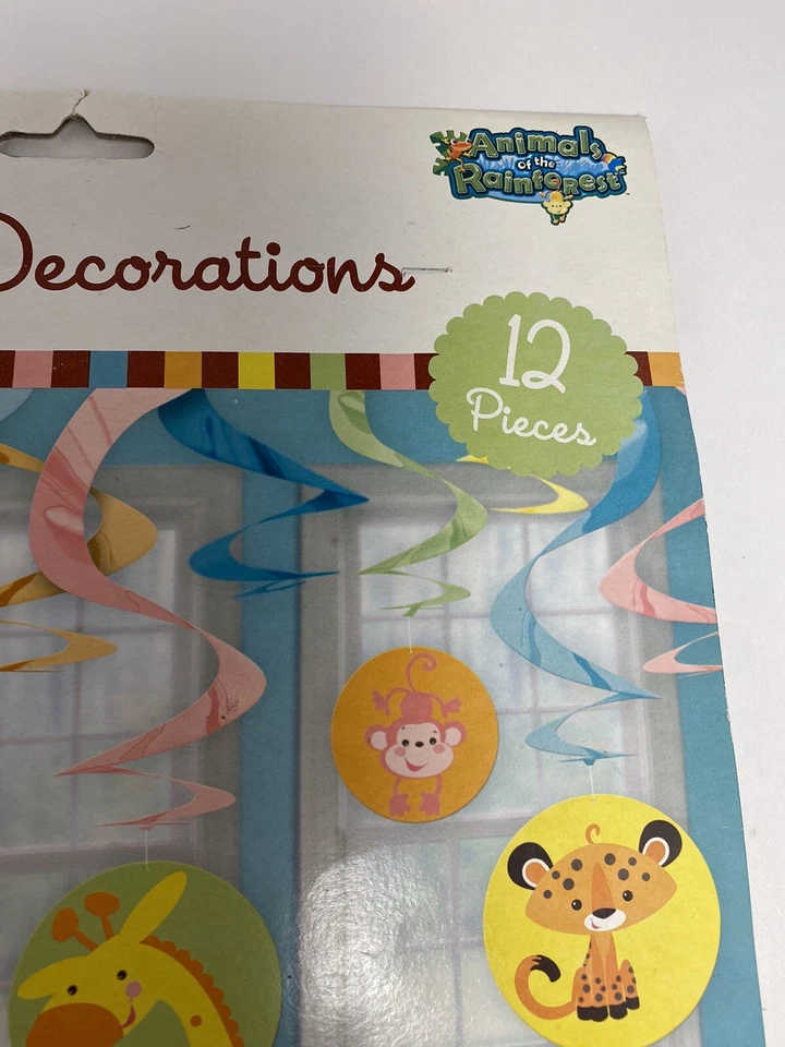 NUEVO CON ETIQUETAS Fisher Price Animales de la Selva Unisex Baby Shower Remolino Decoraciones Foto 2 de 4