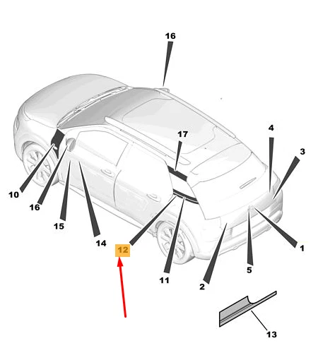 CITRO N C4 CACTUS Rear Right Quarter Decoration 98019882XT New  
