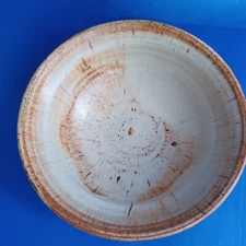 Pottery Bowl Handmade Thrown Brown Rust Speckled Glaze 9.5 in. Signed DM