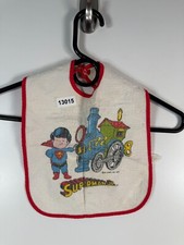 Vtg Superman Jr. Infant Baby Bib Unisex Graphic Training Feeding Snap Closure