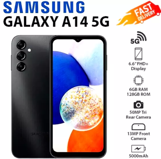 Samsung Galaxy A14 5G - 128GB (GSM UNLOCKED) 4GB RAM Dual Sim 6.6