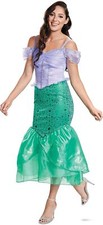 Ariel Deluxe Disney Princess Little Mermaid Fancy Dress Halloween Adult Costume