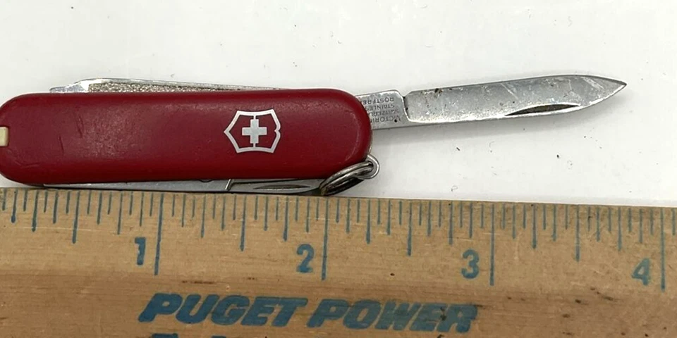 Small Swiss Army Utility Pocketknife Key Ring Tweezer Toothpick Scissors File - Image 3 of 3