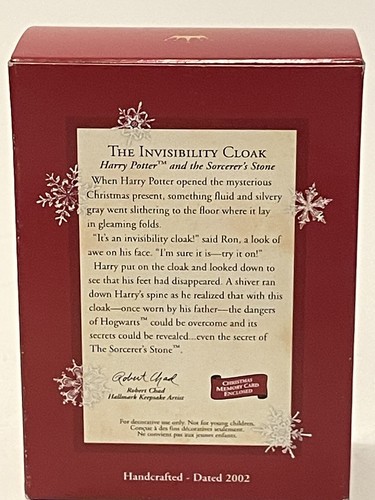Harry Potter Piedra Hechicera Capa de Invisibilidad 2002 Sello Ornamento en Caja - Imagen 10 de 13