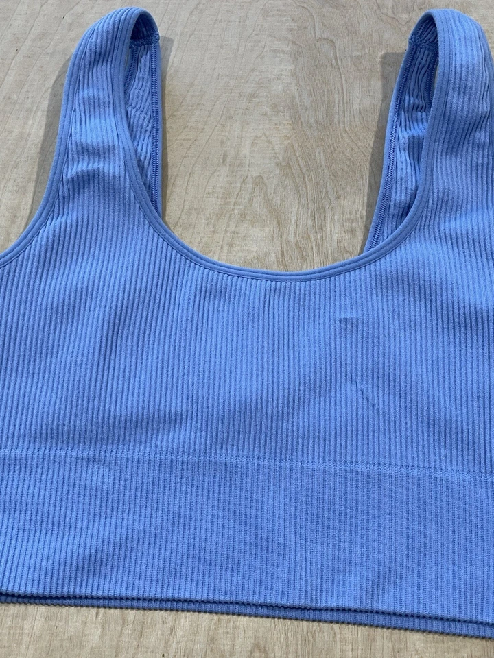 Bralette sin costuras acanalado Gap Body talla grande azul Foto 3 de 4