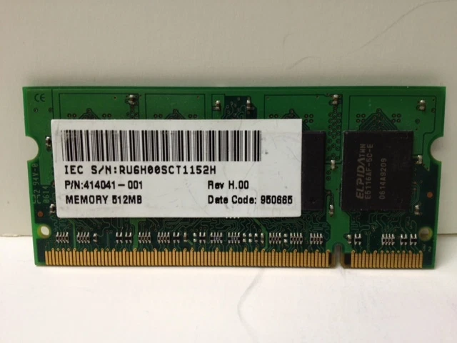 Chips HP 414041-001 512 MB PC2-4200 533 MHz DDR2 SO-DIMM OEM-HP ELPIDA *S/H GRATIS* Foto 2 de 2