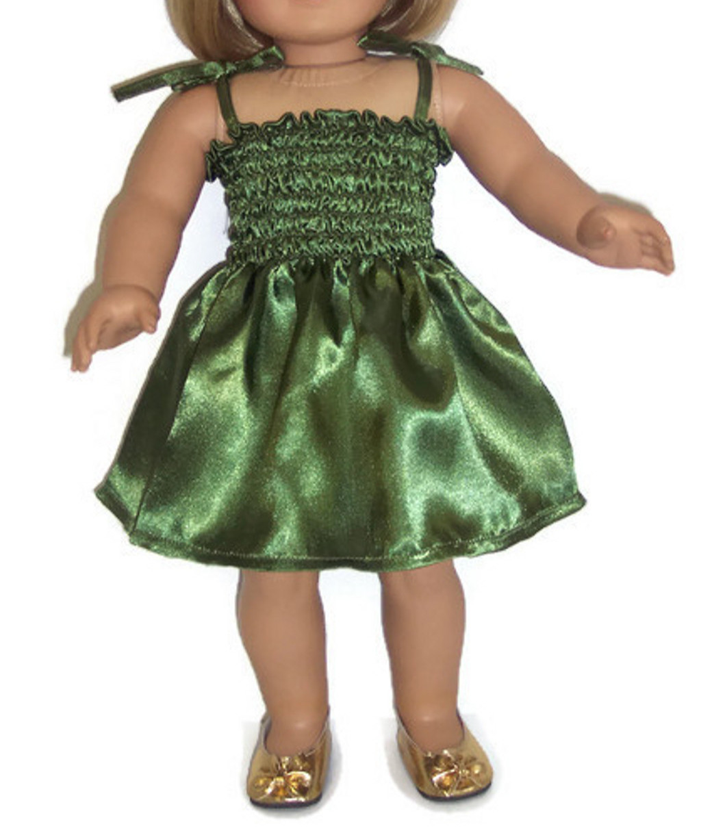 Green Satin Sun Dress Clothes for 18 inch Girl Dolls