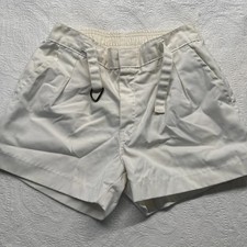 Vintage 90s High Waist Pleated Shorts Off White Belted Preppy Resort