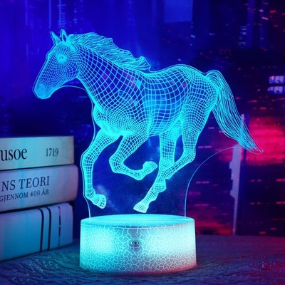 OkiyiD Horse Gifts for Girls, 3D Illusion Lamp, 3D Horse Night Light with 16 Col