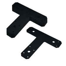 6 Pack T Shaped Plate, Black Flat Tee Mending Plate Bracket Straight Fixing R...