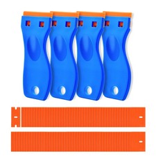 4 Pcs Plastic Razor Blade Scraper and 120 Pcs Blades, Remove Label Decal Tool...