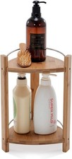Bamboo Shower Corner Caddy, Medium - 2 Tier Bathroom Organizer Countertop for