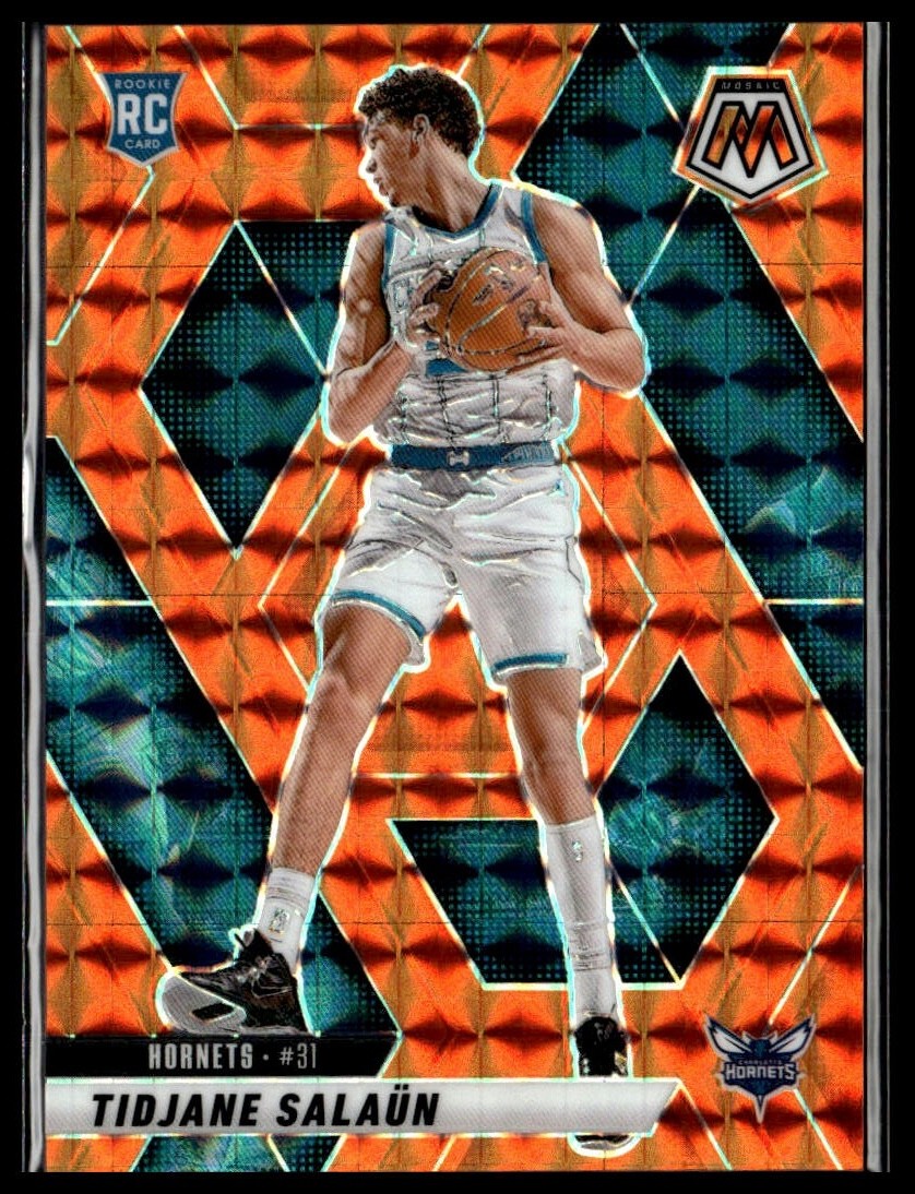 2024-25 Panini Mosaic 241 Tidjane Salaun Charlotte Hornets RC Orange 214/249