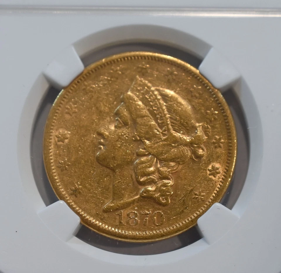Золотая монета США 1870 S Liberty $20 NGC XF45 хорошая для качества!!! - Изображение 3 из 4