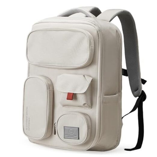 Women & Men 15.6 Inch Laptop Travel Backpack Moonlight White Carry On-image