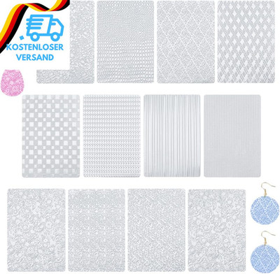 12 Polymer Stampmatten Texturplatten DIY Modelliermasse Texturmatten Klar Für Oh