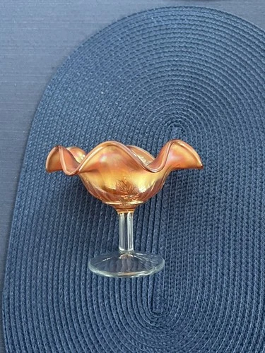 Vintage Antique Fenton Carnival Glass Orange Frosted Dish