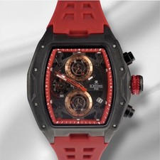 IceTime IT23 45mm Men  s Red Black Dial Steel Watch 0.10ct Diamonds