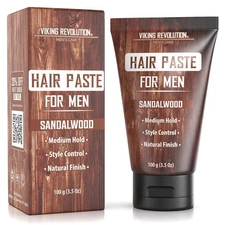 Viking Revolution Hair Paste for Men - Sandalwood Scented Texture Paste - Med...